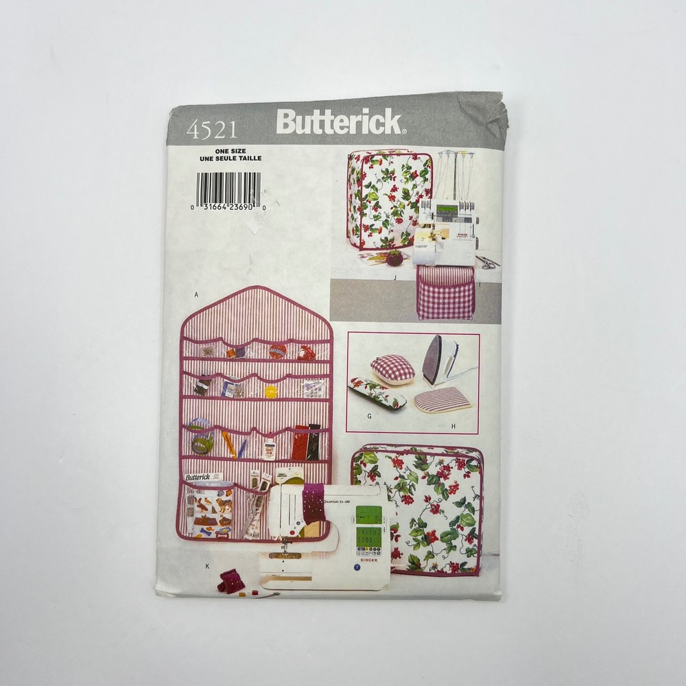 Butterick Sewing Room Pattern 4521 Craft Organizer Machine Cover 2001 Cottage